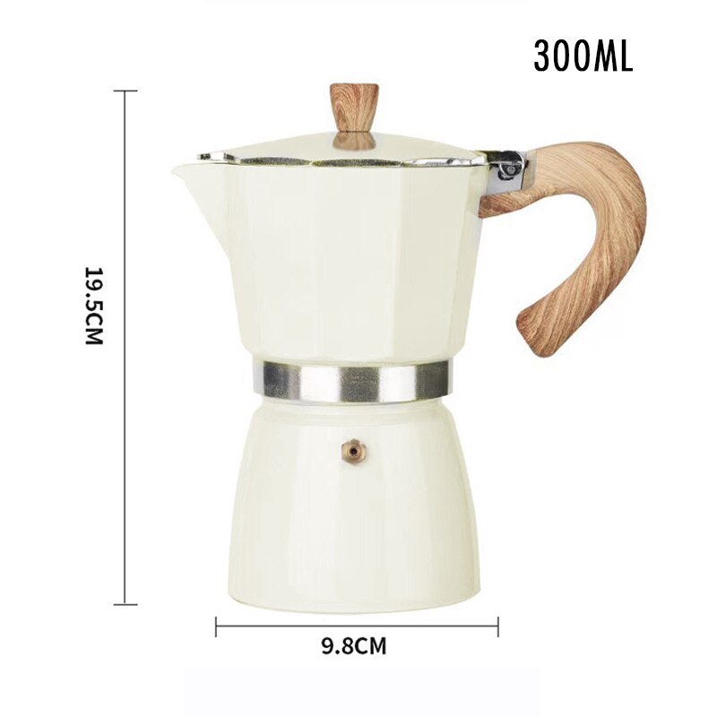 Moka pot Household Wooden Handle Italian-style Coffee Pot Concentrated Extraction Pot Mocha Hand-brewed Coffee Pot 150/300ml
